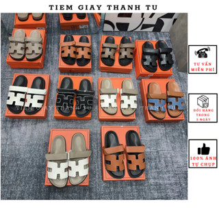 (H45)Dép lê nữ đế bánh mỳ quai ngang dán da sần mềm hàng QCCC