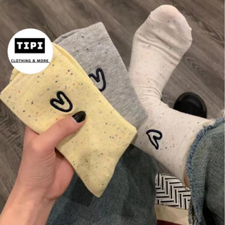 Tất nam nữ cotton co giãn chấm bi màu sắc in Trái tim