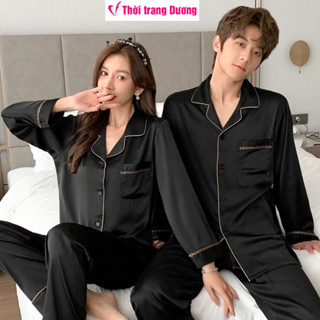 G2233D HÀNG SẴN Bộ đồ ngủ pyjama đôi nam/nữ dài tay vải lụa mềm mại, thoáng mát cao cấp hàng nhập - Thời Trang Dương