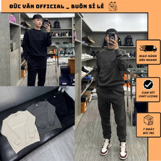 Bộ Quần Áo Nỉ Bông Éc Sen Sồ Cổ Tròn Mix Logo Chữ Cao Su Siêu Nét_Bộ Quần Áo Nỉ Bông Nam Chất Vải Tàu Bản Hoàn Thiện