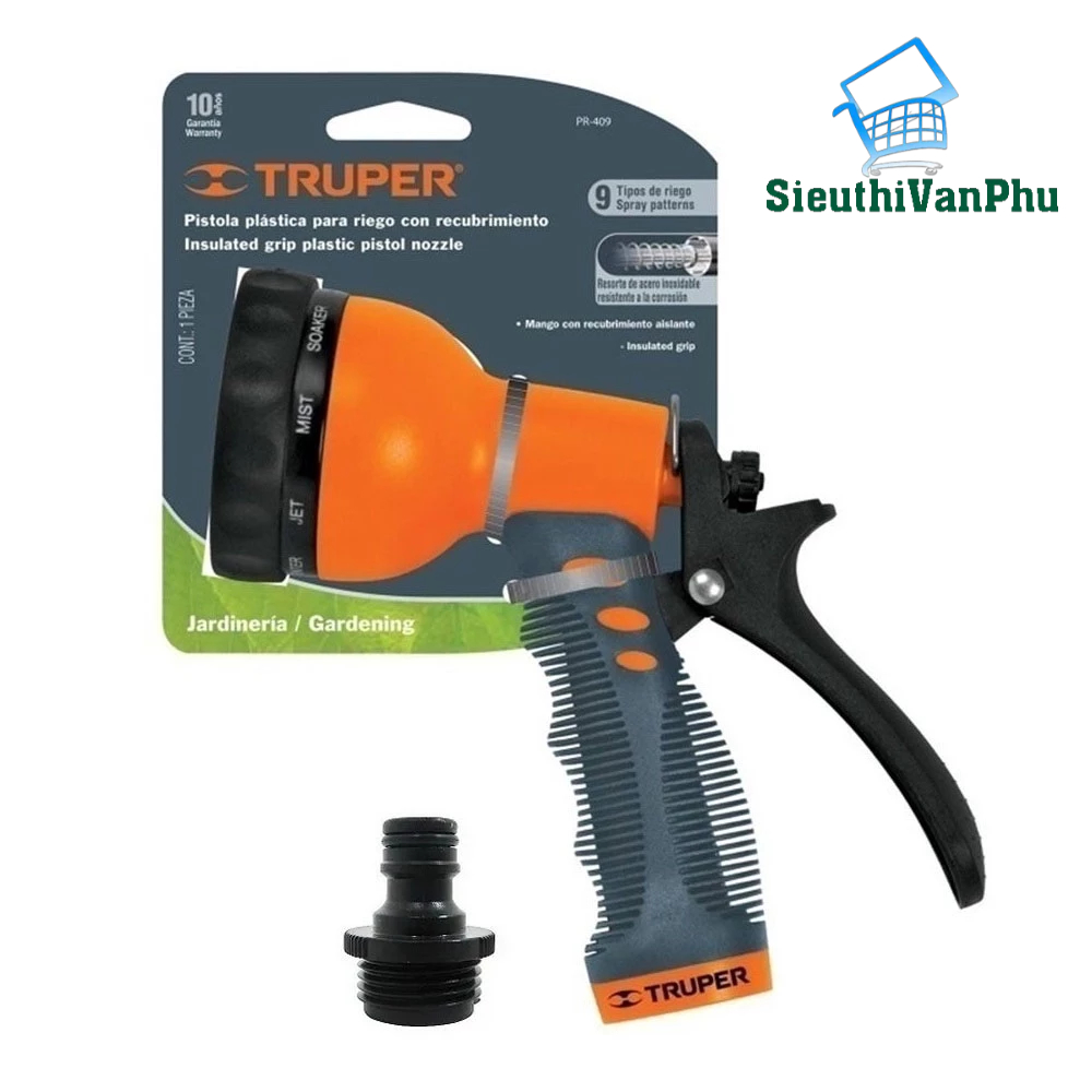 Vòi xịt tưới cây đa năng 9 chế độ tưới Truper PR-409 chất liệu ABS nhẹ vòi tưới lan cây canh tưới rau hoa hồng