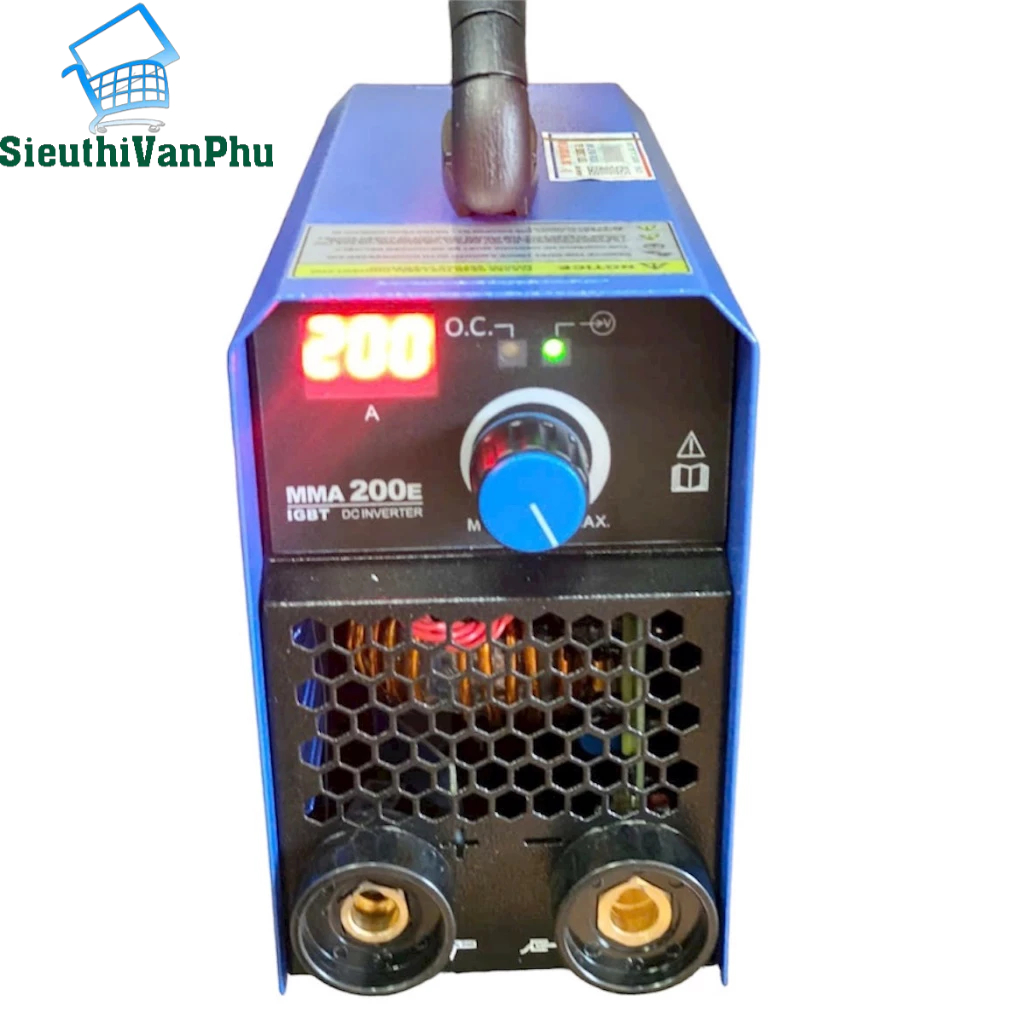 máy hàn mini Riland MMA 200E, công nghệ ARC FORCE Và HOT START giúp chống dính que và dễ mồi lửa, hà