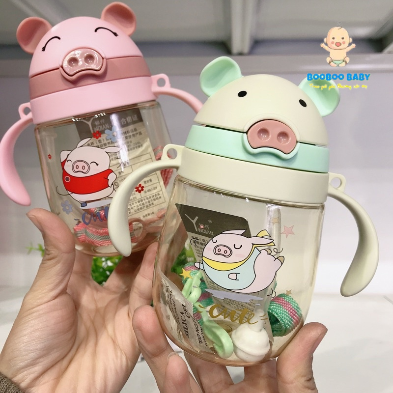 (Tặng 1 cọ rửa ống hút) Bình Tập Uống, Cốc Tập Uống Nước Có Chống Sặc Dung Tích 250ml/300ml/350ml Tiện Lợi Cho Bé BB01