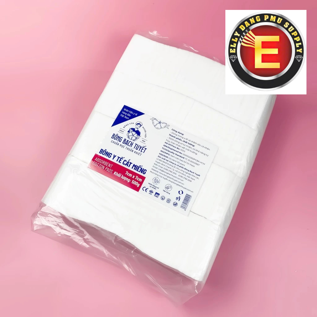 🏷️ Bông Bạch Tuyết  Cắt Sẵn – Bông Y Tế Cao Cấp Dùng Trong Phun Xăm, Spa, Thẩm Mỹ – Siêu Mềm