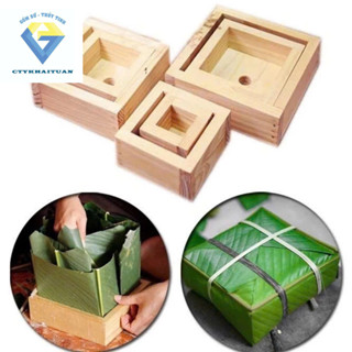 khuôn làm bánh chưng set 2 in 1 / khung gỗ đổ bánh chưng / khuôn bánh chưng size 10cm 12cm 14cm 16cm 18cm20cm