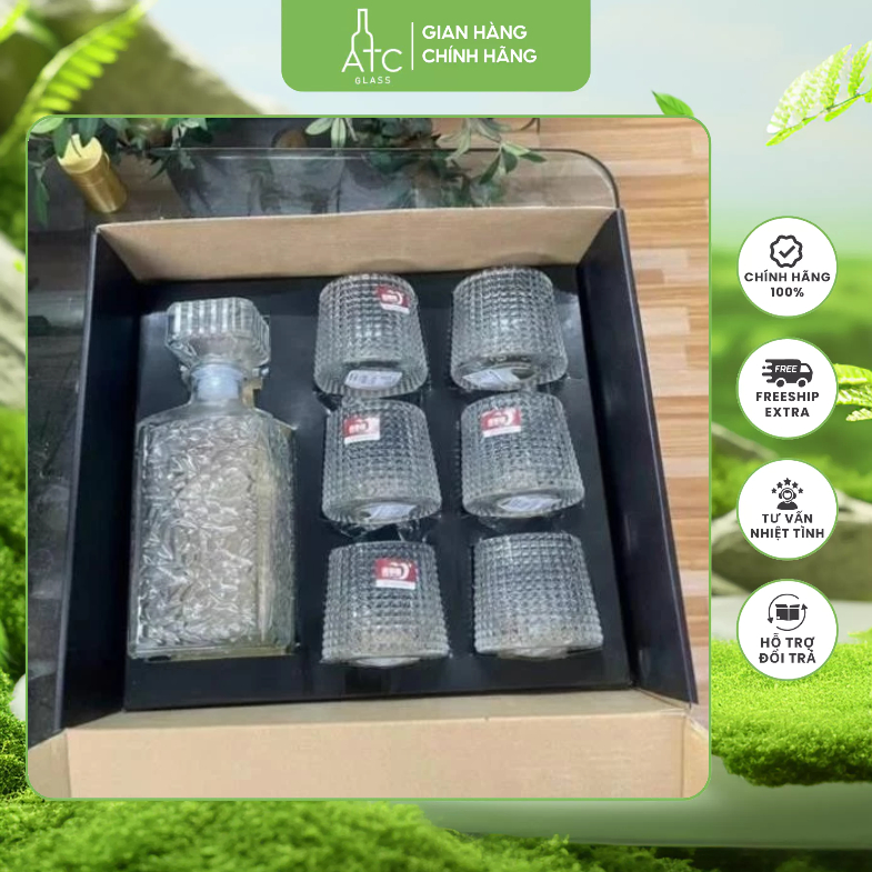 SET BÌNH ĐỰNG RƯỢU 1000ML VÀ LY RƯỢU THUỶ TINH CAO CẤP .