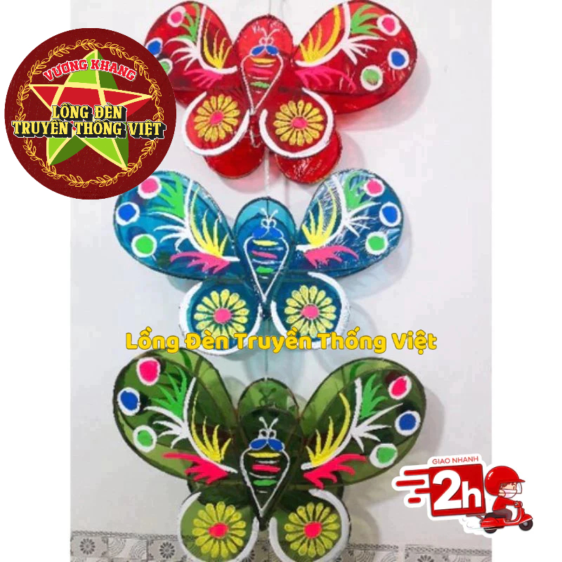 [45cm] Lồng đèn Trung thu truyền thống hình con bướm - Lồng đèn tre thủ công truyền thống