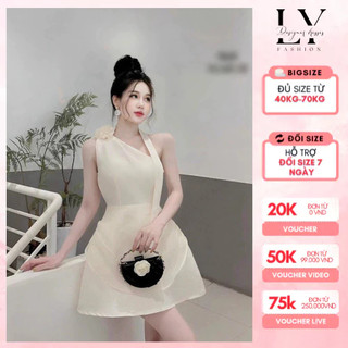 Váy dự tiệc tafta lệch vai đính hoa phối tơ dáng ngắn sang chảnh Đủ size 40 -70kg H23