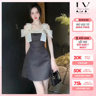 Váy dự tiệc tafta cổ vuông thắt nơ đính tag đá Đủ size 40 -70kg VTT150