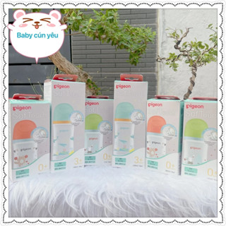   MẦU MỚI Bình sữa Pigeon PP Plus Thế Hệ 3 dung tích 160ml   240ml có hoạ tiết đáng yêu 