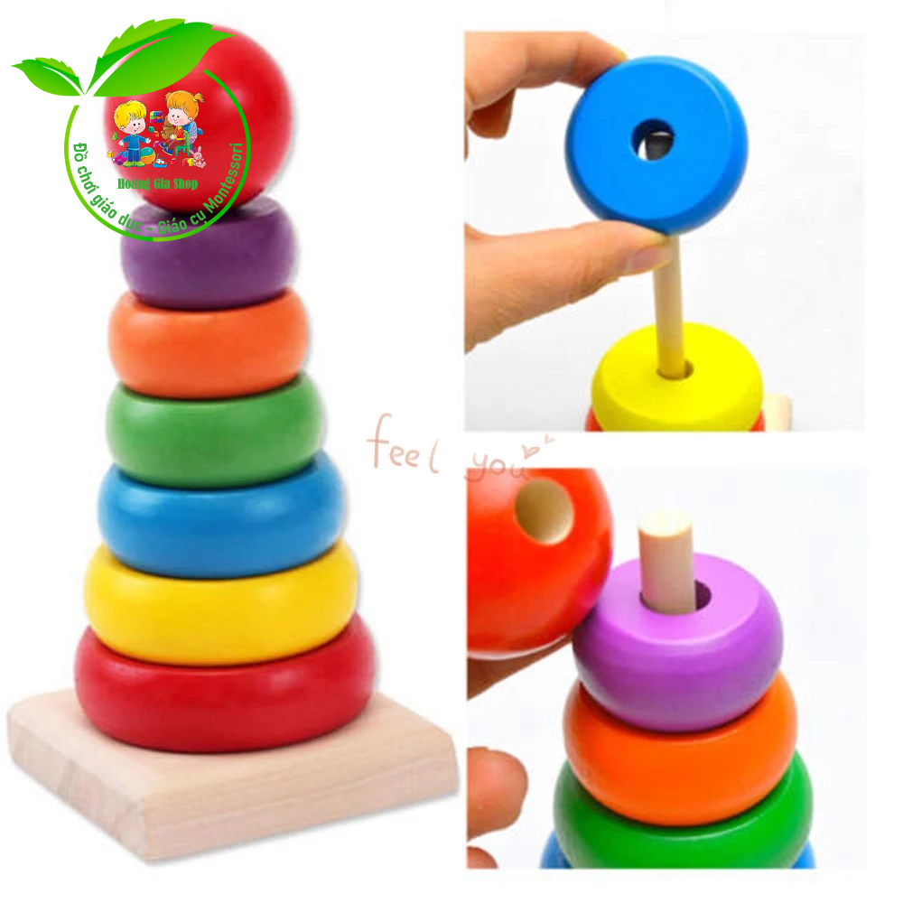 Tháp cầu vồng, tháp màu mini bằng gỗ