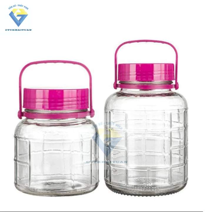 Bình thuỷ tinh có nắp 2L / Bình ngâm rượu thủy tinh quai xách 2 lít