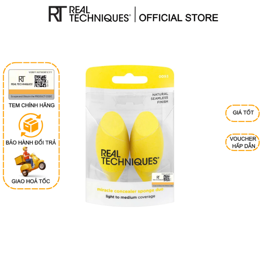 Set 2 mút che khuyết điểm RT Real Techniques Miracle Concealer Sponge Duo 0093