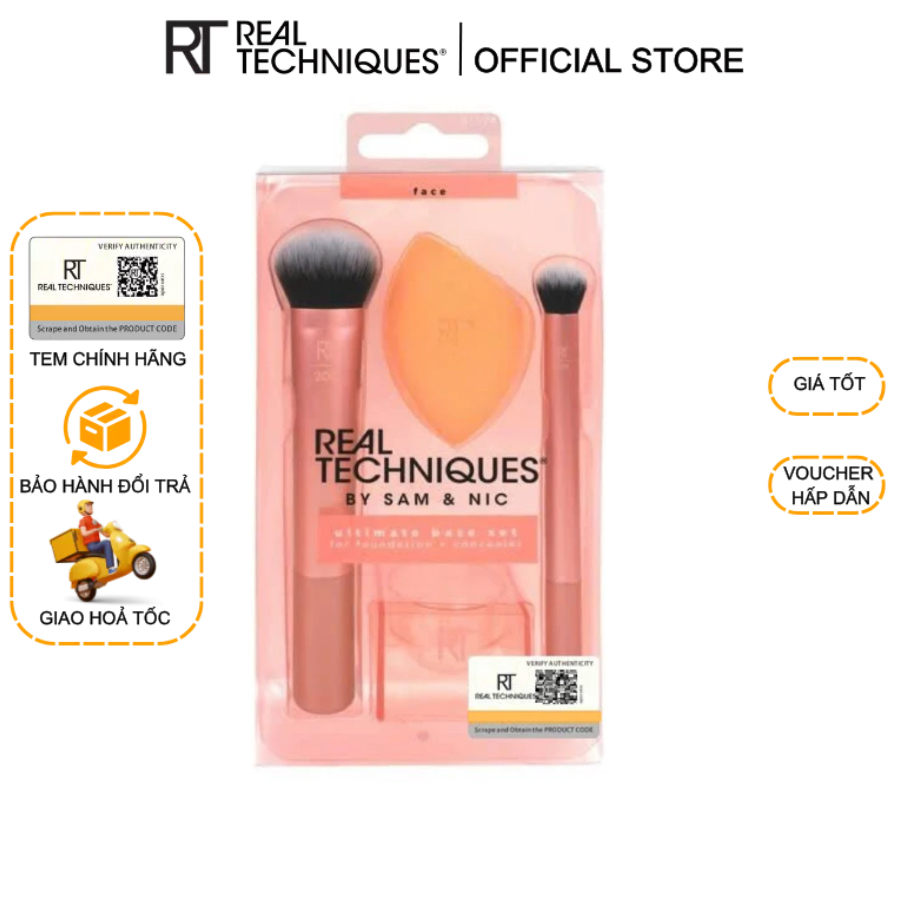 Bộ 2 cọ kèm mút và khay đựng mút RT Real Techniques Ultimate Base Set mã loại 91574