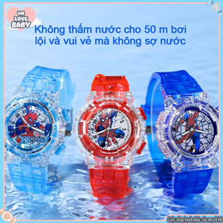 Hoạt Hình Đồng Hồ Đeo Tay Có Đèn led Hình spiderman /  Nhiều Màu Sắc Cho Bé Chống thấm nước và chống rơi