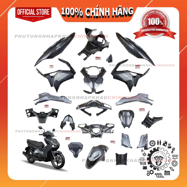 [LẺ MÓN] Dàn áo AB 150 2020 màu Xám Ghi Đen Nhám Bạc tem Tiêu Chuẩn, Air Blade 125 150 2020 2021 chí