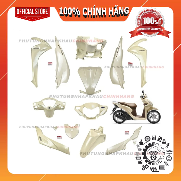 [LẺ MÓN] Dàn áo Vision 110 K44 Vàng Kem 2017 2018 2019 2020 chính hãng, Bộ vỏ nhựa màu vision 110