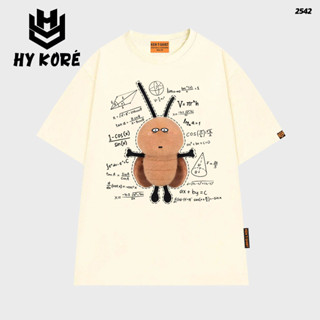 Áo thun Localbrand HY KOREA In hình Tiểu cường Mất ngủ 2542 Tay Lỡ  vải cotton 75 phom rộng nam nữ