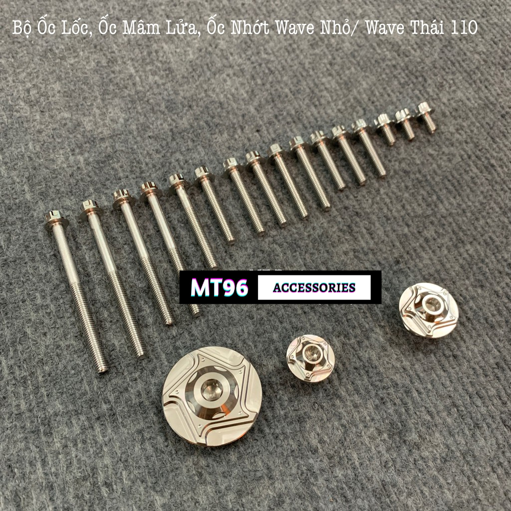 [Wave Nhỏ] Bộ Ốc Lốc, Mâm Lửa, Ốc Nhớt Salaya Inox304 Cho Wave Nhỏ, Wave Thái 110