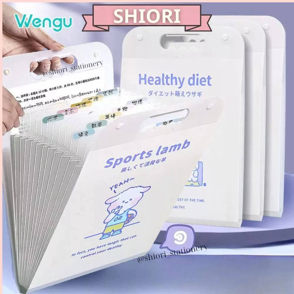 Tập file A4 13 NGĂN DÁNG DỌC đựng tài liệu bìa dễ thương nhiều màu sắc - Văn phòng phẩm SHIORI