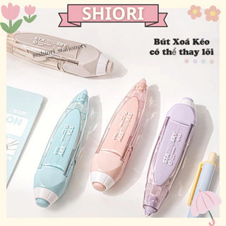  Bút xóa băng có nút bấm 6M SHIORI Xóa sạch phủ kín Viết đè lên ngay - Băng kéo học sinh văn phòng 