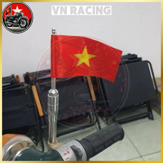 Lá cờ đỏ sao vàng Việt Nam chân10li ren thuận nhiều màu gắn chân gương xe máy