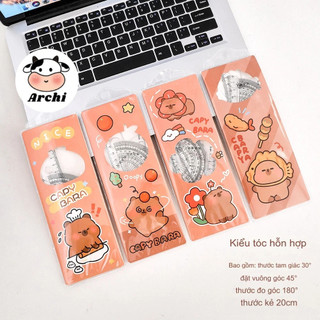 Bộ 4 thước eke đóng túi kích thước 20cm dễ thương
