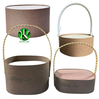 Giỏ gỗ Thô Chưa trang trí, Giỏ đóng hoa quả trái cây, set yến, quà tặng, quà tết hình bầu dục, hình tròn, có quai xách