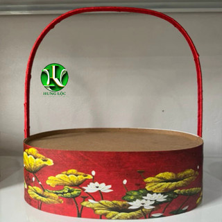  Giỏ gói quà tặng giỏ quà tết giỏ gói bánh kẹo hoạ tiết hoa sen vàng cao cấp màu đỏ màu xanh,màu vàng 23x33cm h11 38cm 