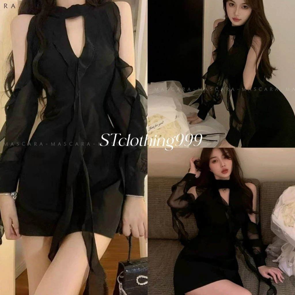 Đầm nữ voan chinfon xẻ tay rũ hot trend mặc tôn dáng đi tiệc,hẹn hò sang xịn