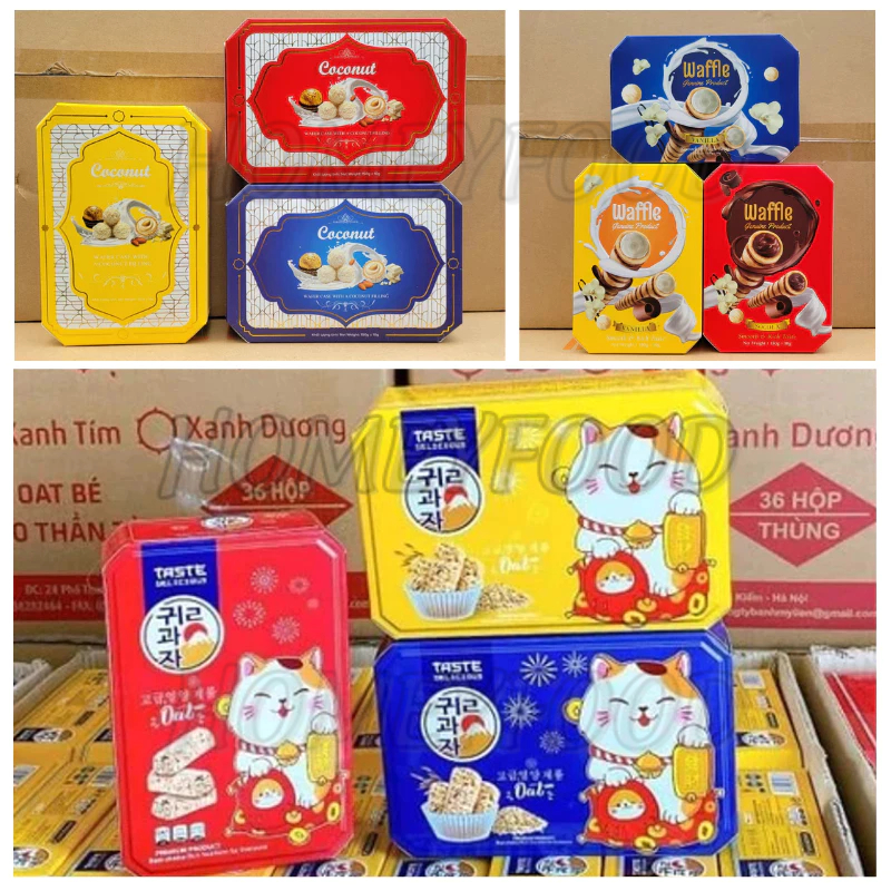 [ Bánh Nhí] Bánh Xốp/ Waffle/ Yến Mạch/ Coconut Minh Lộc, Mỹ Liên, Thành Phát lên Set Quà Tết