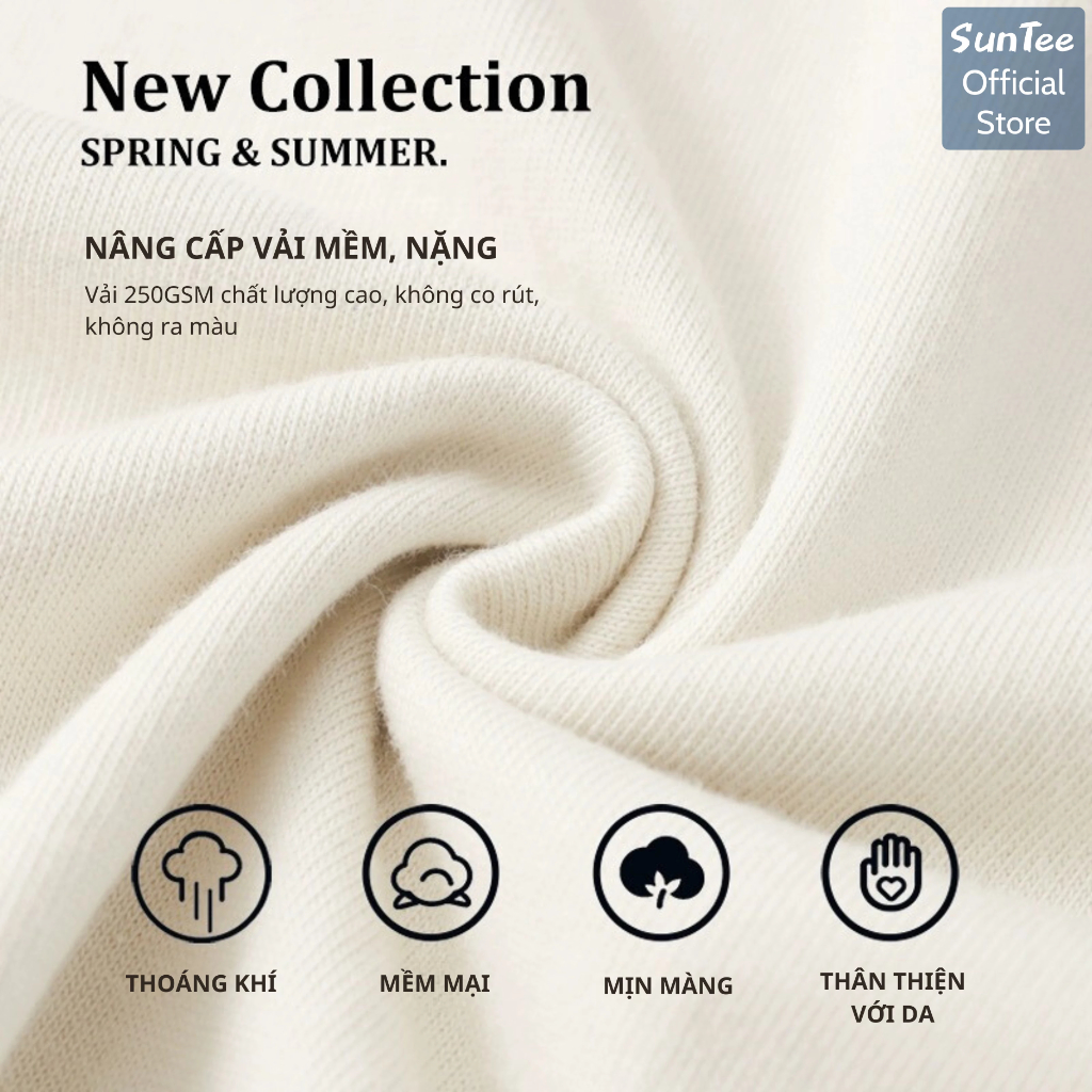 Áo thun nữ form vừa SUNTEE STFV103 phong cách basic in hình 03 vải cotton 250GSM cao cấp thoáng mát | BigBuy360 - bigbuy360.vn