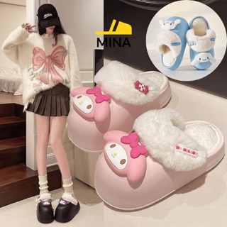 Dép Lót Lông Hoạt Hình Baotou Dễ Thương, Cao Gót chống trơn trượt, chất cotton ấm áp không hôi chân_MINA