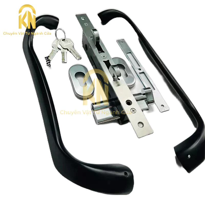 Bộ khoá cửa lùa xingfa Khoá D hệ 55[lỗ tai heo]