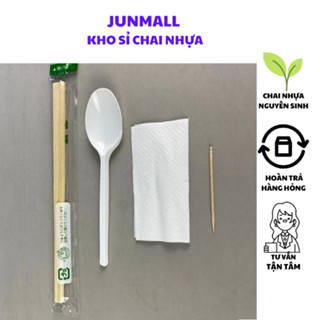 Set 100 combo 4 in 1 Bộ Đũa - Thìa - Tăm - Giấy Dùng Một Lần Tiện Lợi