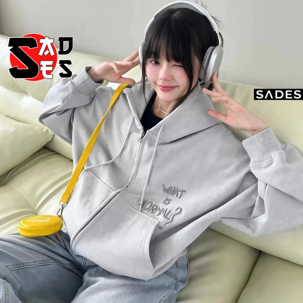 Áo Khoác NỈ WHAT IS NORMAL Chất Nỉ Bông Túi Unisex BM154, Áo Hoodie Thêu Chữ Nổi Mũ 2 Lớp Form Rộng 