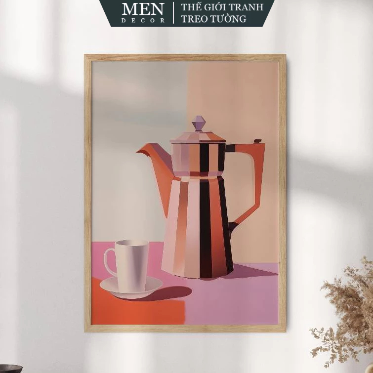 Tranh treo tường, Moka Pot Poster, Moka Espresso, Kitchen Coffee, nhận in theo yêu cầu, tặng kèm đin