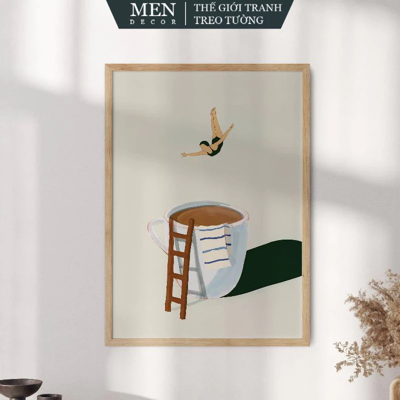 Tranh treo tường, Coffee Diver Poster Print, Good Morning Coffee nhận in theo yêu cầu, tặng kèm đinh