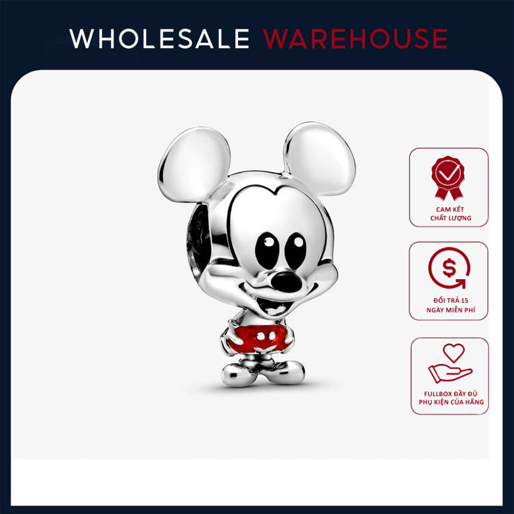 Charm xỏ Padora hình Mickey Mouse Disney 1413 - Chuẩn bạc S925