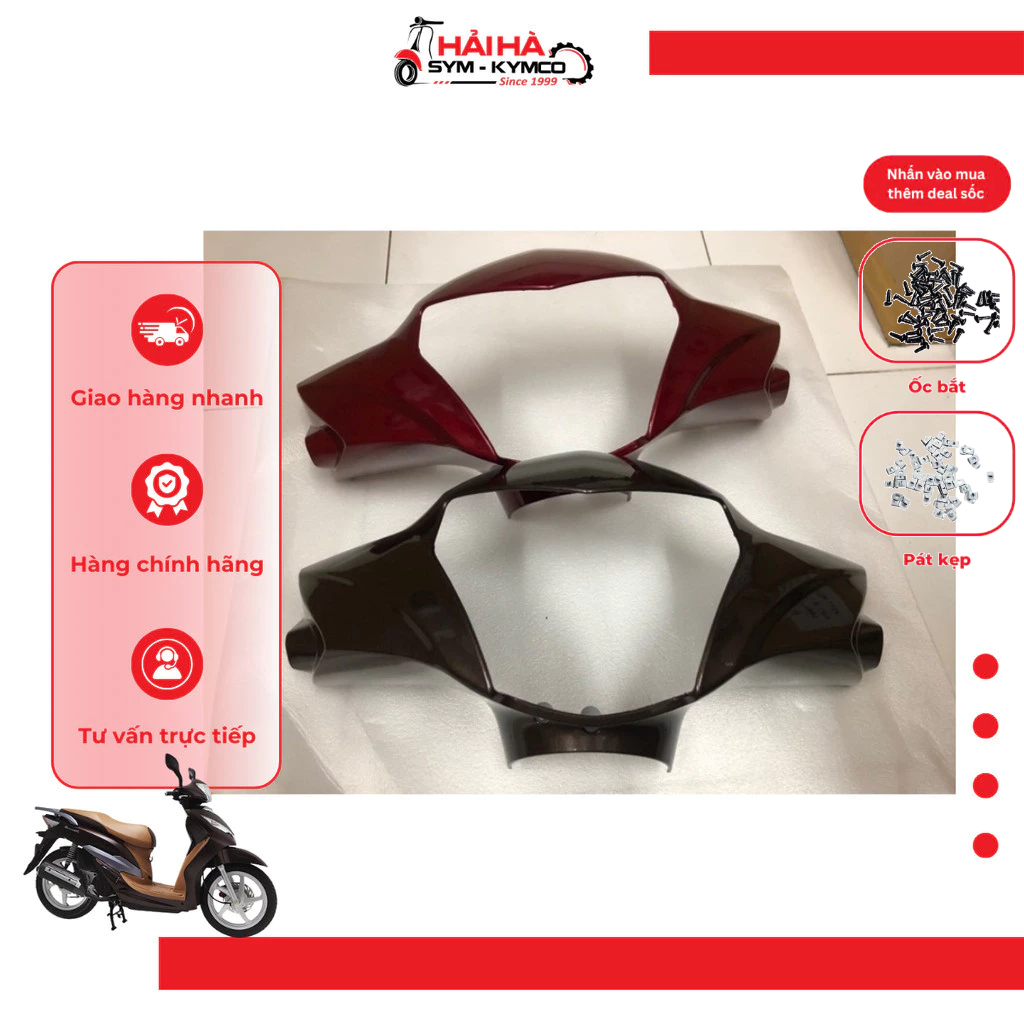 Nắp tay lái trước/ Đầu đèn xe Shark mã VVB [Chính hãng SYM]