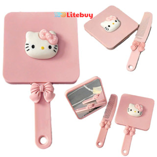 PVN67172 Gương lược cầm tay gương lược chiết xuất du lịch sanrio dễ thương hello kitty T5