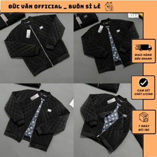 Áo Phao Trám Trần Bông Đô Cờ Le Bản Trơn Đính Logo Titan Lót  Vân Siêu Nét_Áo Bomber Nam Nữ Trần Bông Bản Trám Nhung Lì