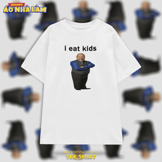 Áo Thun Tay Lỡ Cotton Unisex Wioops, Áo Phông Nam Nữ Form Rộng Basic Oversize Boi Phố - I Eat Kids