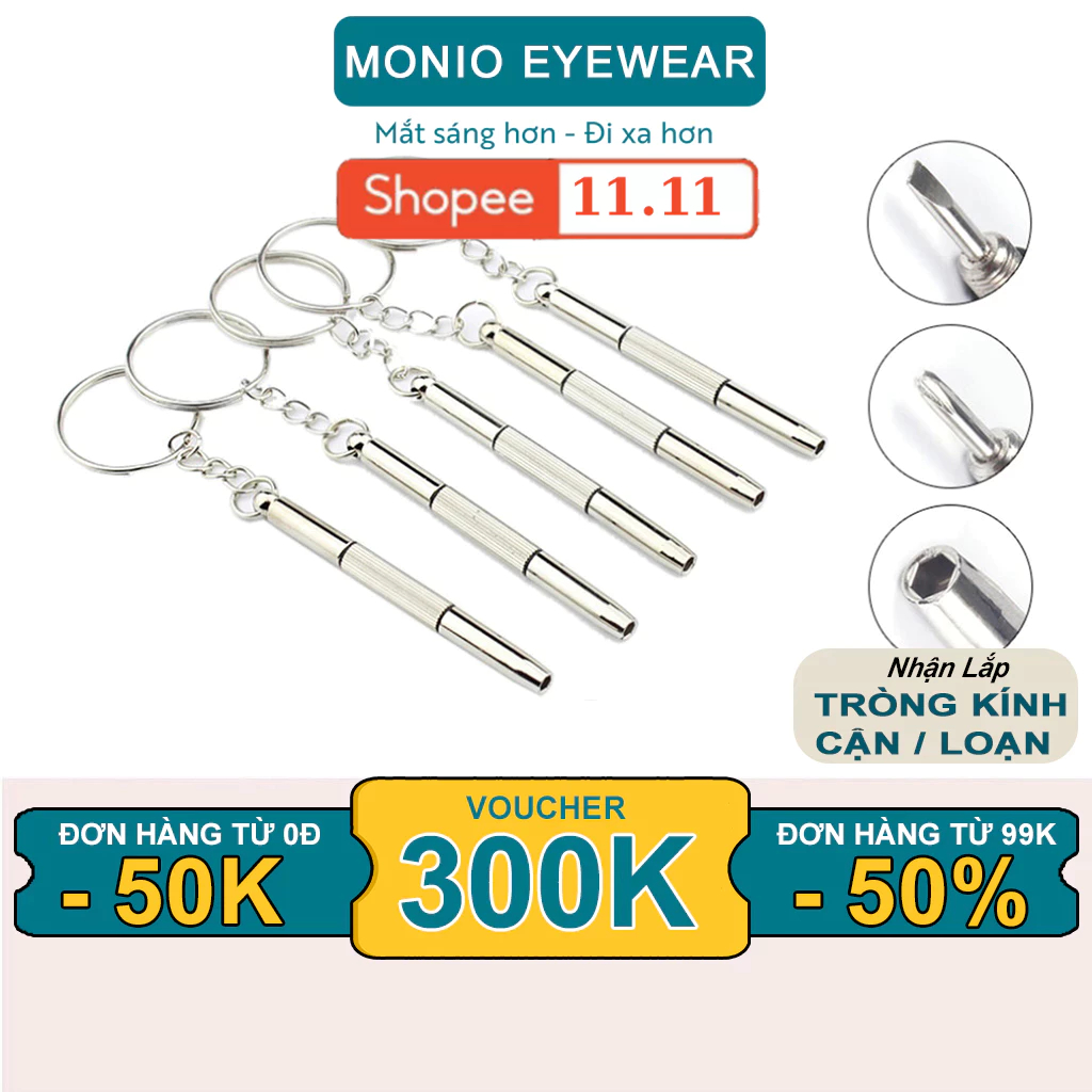 Móc vít chìa khóa vặn ốc MONIO sửa kính mắt 3 đầu đa năng