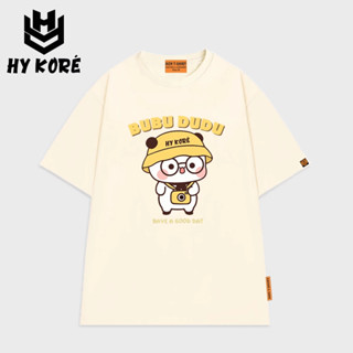 Áo thun Phom Rộng Tay Lỡ HY KOREA Gấu BUBU DUDU 2319 Vải cotton 75% Unisex.