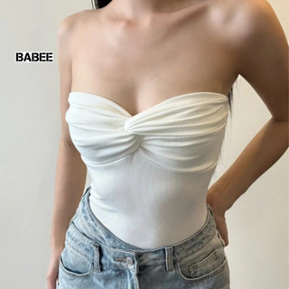 Áo Ống Nữ BABEE Xoắn Ngực Croptop Chất Thun Gân Ôm Body Phong Cách Cá Tính Gợi Cảm Quyến Rũ