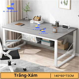 Bàn làm việc U3 thường, Bàn học kệ sách sơn tĩnh điện, bàn vi tính nhỏ khung sắt dày, mặt bàn gỗ MDF 15mm chịu tải 150kg