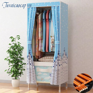 Tủ đựng quần áo Tủ vải khung gỗ bọc nhựa chống ẩm mốc, kệ tủ vải 1 buồng 2 ngăn loại cao cấp bảo hành 12 tháng