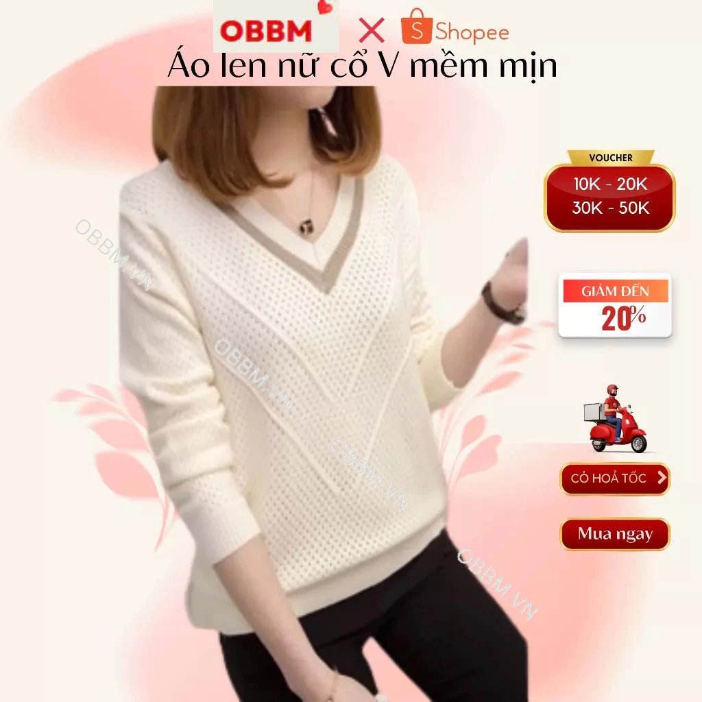 áo len nữ đẹp ( cổ tim V) mặc cực xinh, dễ phối đồ