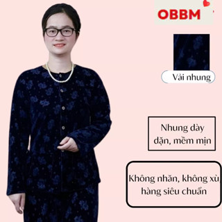 Bộ quần áo nhung dài tay cài cúc cho các bà, người già chất nhung tuyết-MS506